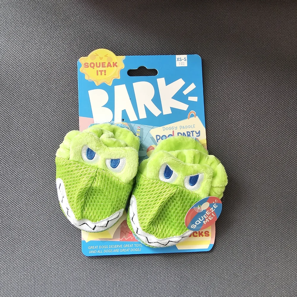 Bark Pool Party Crocodile Plush Dog Toy - Bright Green‎ & Blue